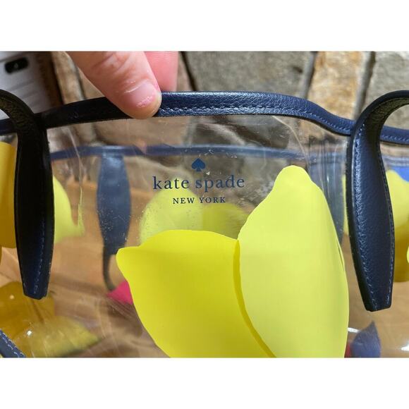 Kate Spade 3 Piece Lemon Zest Set. See thru bag tote, clip in bag and wallet - Picture 10 of 16